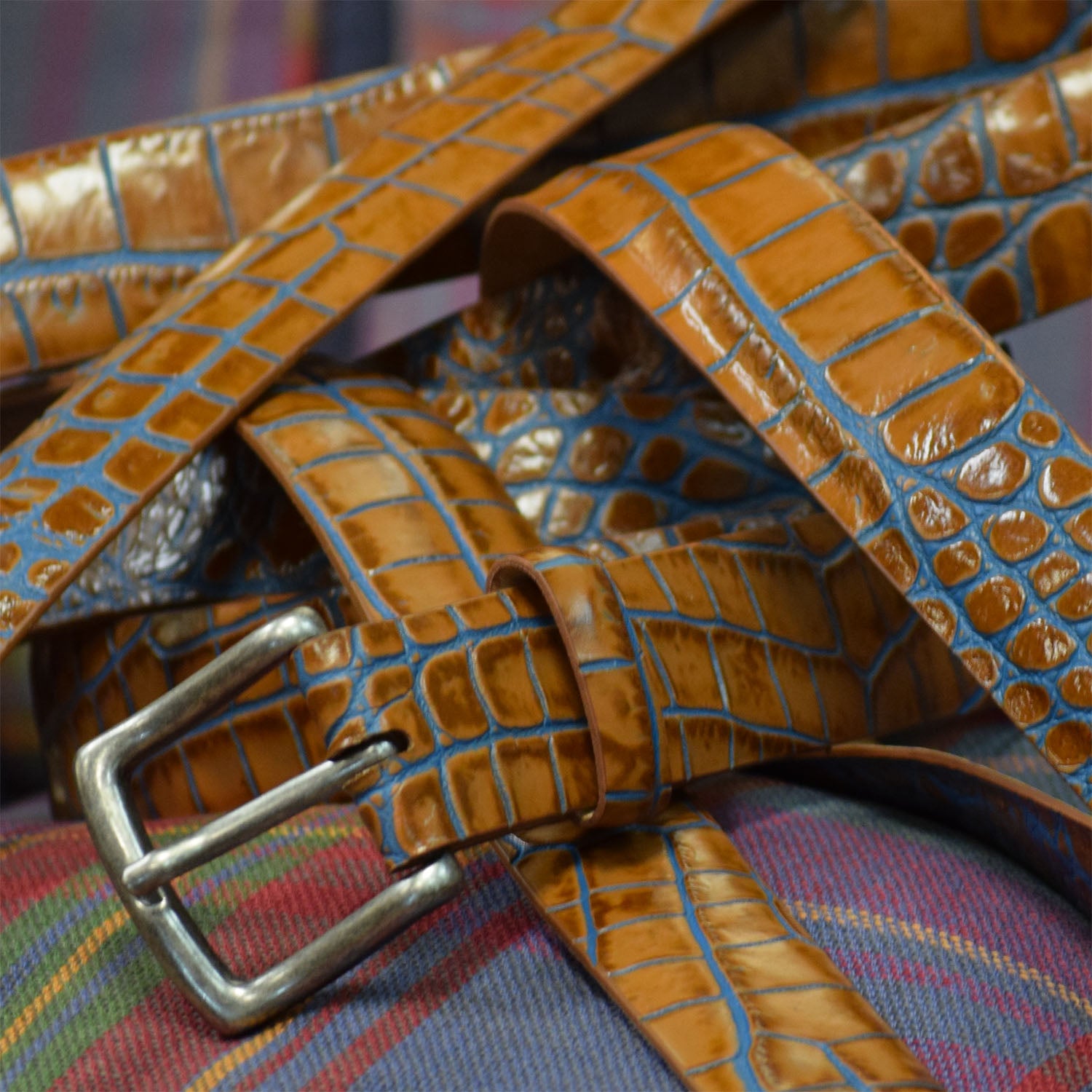 Croco Tan Leather Belt