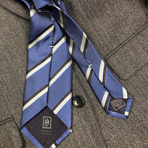 Mid-Blue with Grey & Black Stripes #139R