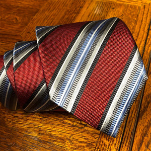 Deep Red with Silver Stripes XL  #1T